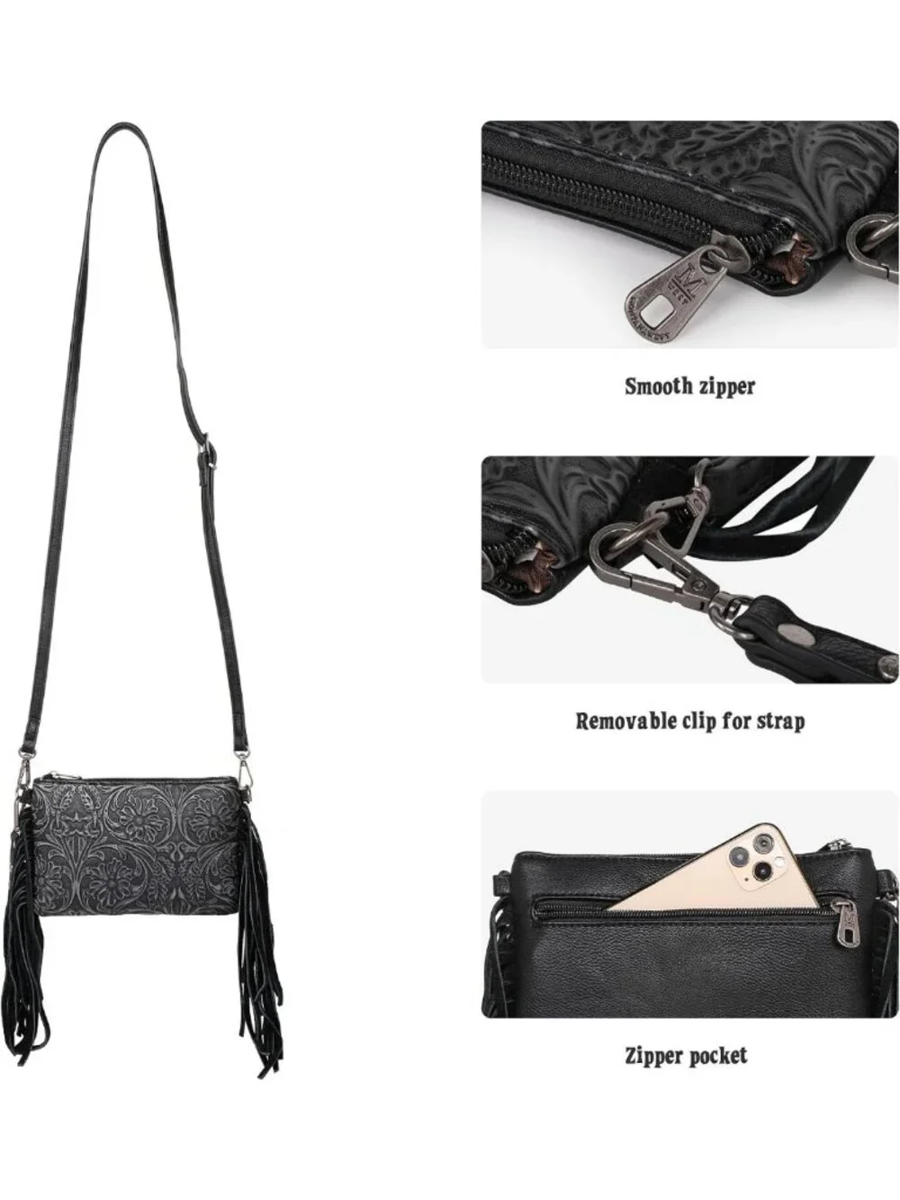 Stylish Western Crossbody Bag & Wristlet Clutch for Women - Versatile Handbag